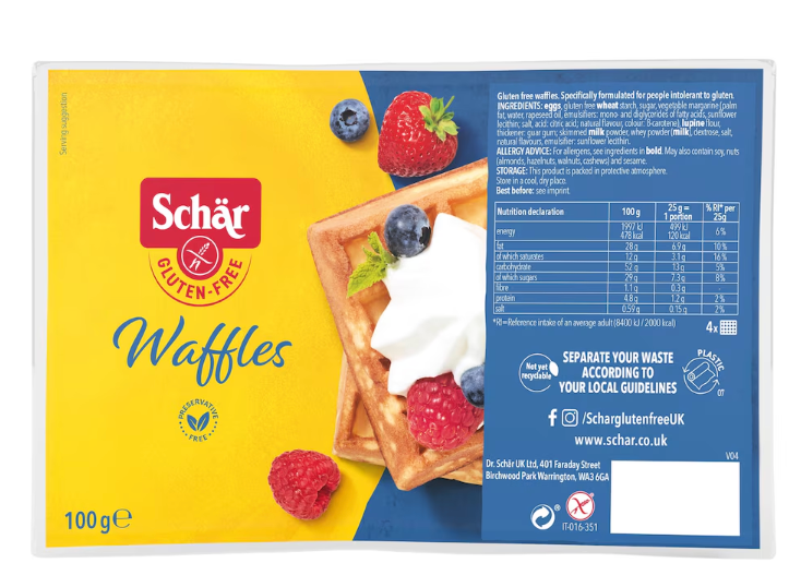 Schar Gluten Free Waffles 100G