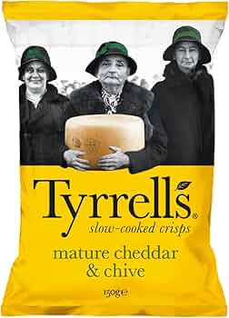 Tyrrells Lightly Mature Cheddar Cheese & Chives British Crisps