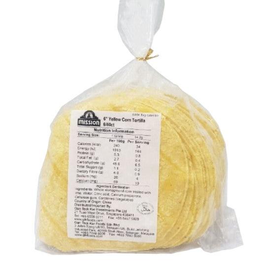 6-inch Yellow Thin Corn Tortillas, Frozen, 60pcs